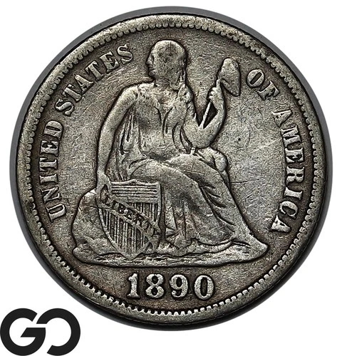 1890 Seated Liberty Dime, VF++