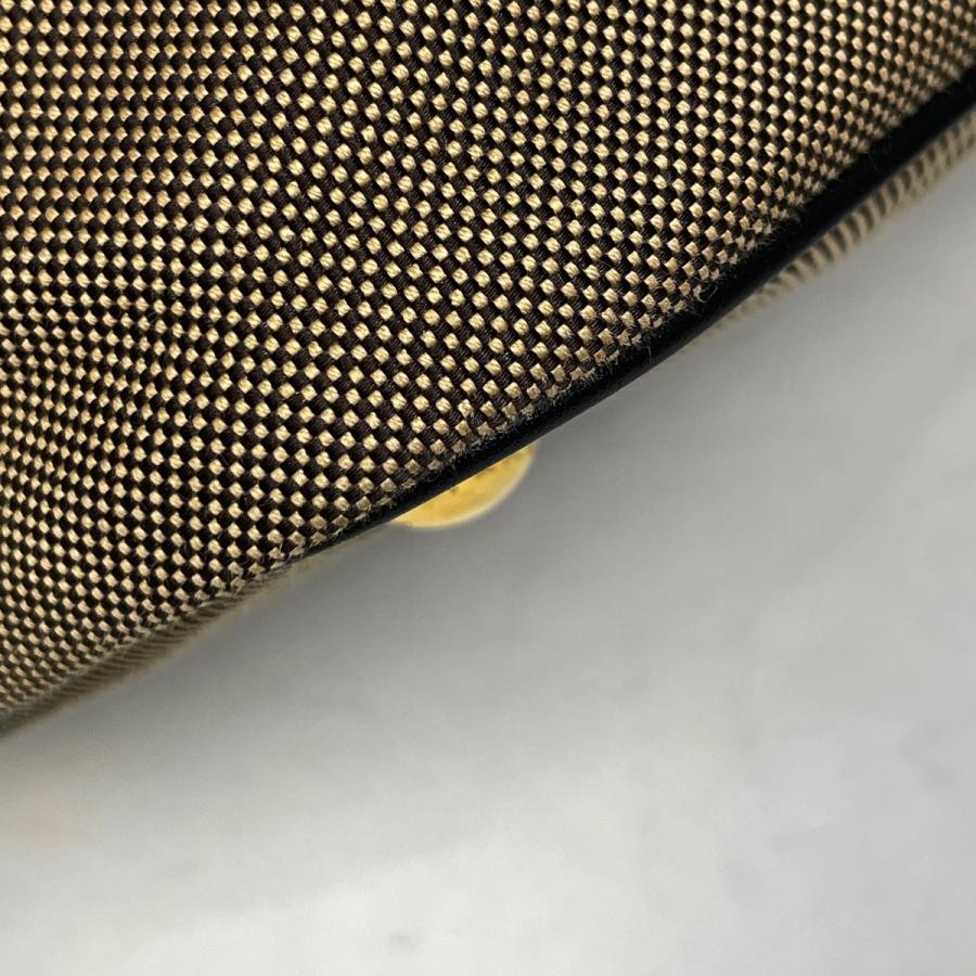 PRADA Jacquard Handbag Tote Bag Canvas Beige Black with Clochette #BS1488 thumbnail 3