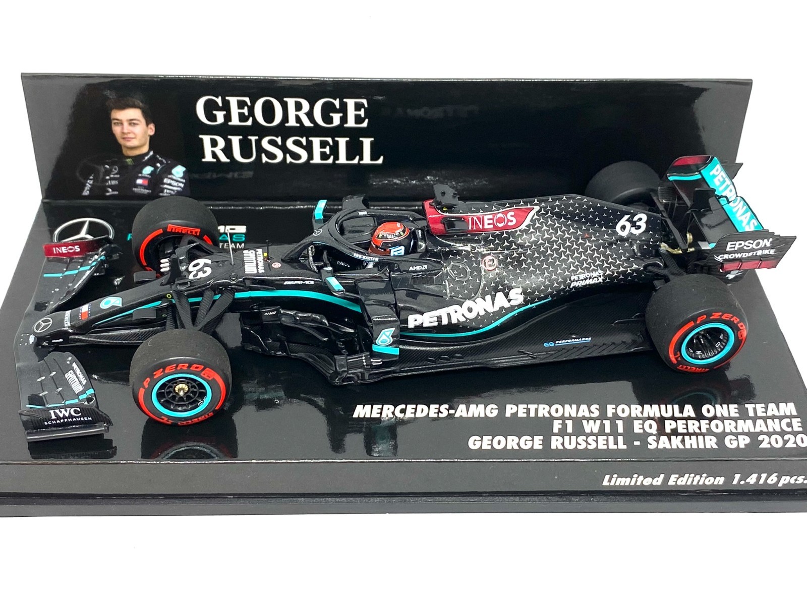 George Russell Mercedes AMG W11 Model F1 Car, Minichamps G Russell Mercedes W11