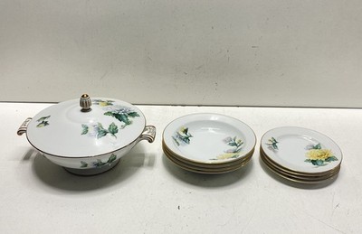 Sango China Chrysanthemum Vegetable Bowl & Plates 9pc Tableware- Fine China