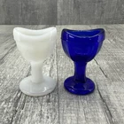 Cobalt Blue & Milk Glass John Maris Eye Wash Cup Pedestal Marked M VTG 1880s