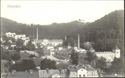 Marienbad Kurstadt Panoramablick RPPC Postkarte um 1910 Hermann Poy Dresden