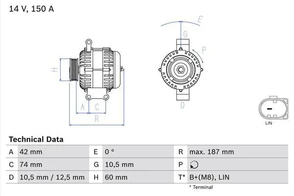 Bosch Alternatore Trifase 0 986 082 330 - Immagine 2