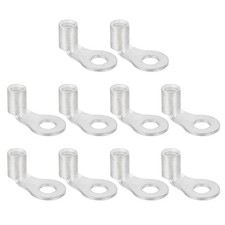 8 AWG - 3/16" Copper Wire Lugs, 90 Degree Bent Battery Lugs Silver, 10Pcs 