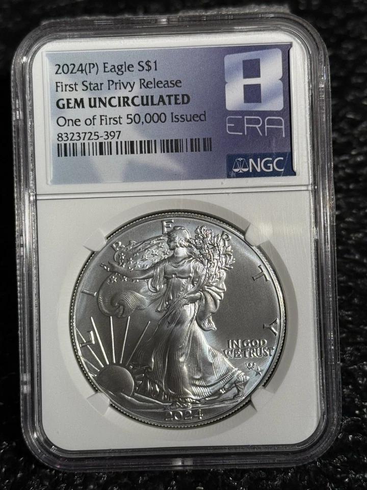 2024 P Eagle S $1 Primera Estrella Privado Liberación Gema Sin Circular Una de las Primeras 50.000 Foto 2 de 4