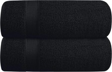 Belizzi Home Cotton 2 Pack Oversized Bath Towel Set 28x55 Large, Black