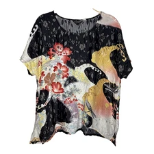 Citron Santa Monica Short Sleeve Silk Mixed Asian Print