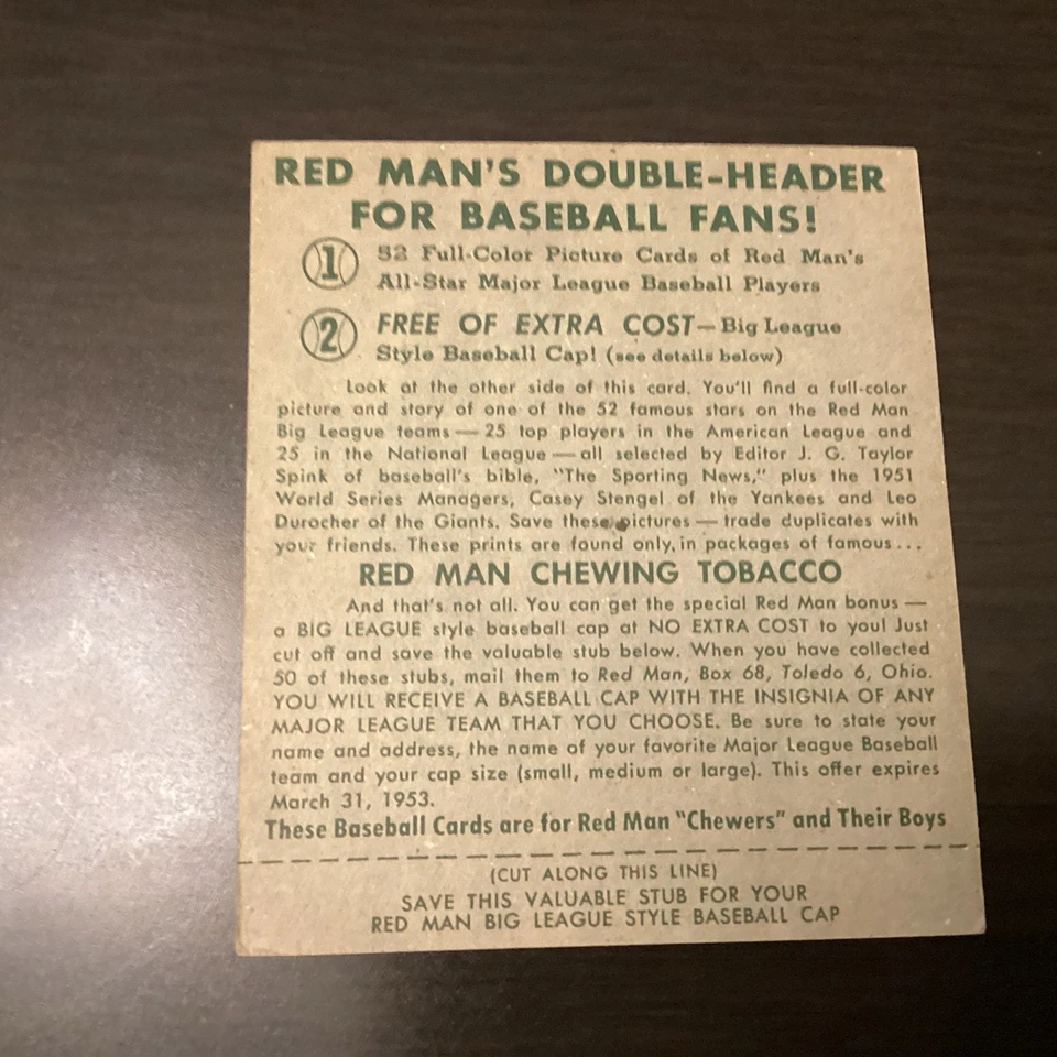 1952 Red Man #NL11 Willie Jones Phillies  - Image 2 of 3