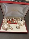Conjunto de joyas de perlas de marfil Masami collar de perlas pendientes de perlas broche es de plata 925