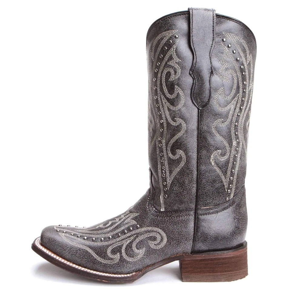 Bota Western Corral Niños Negro Bordado Tachuelas E1199 Foto 2 de 4