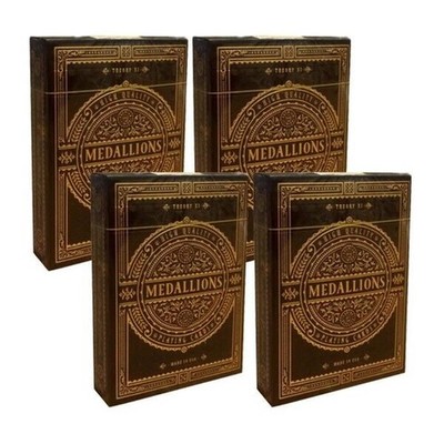 4 Decks medallions theory 11 Spiel Karten Deck Brown Gold Zaubertricks Verpackt