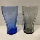 Vintage Colt Blue & Black Coca Cola Glass 16oz Bell Shaped Set Of 2
