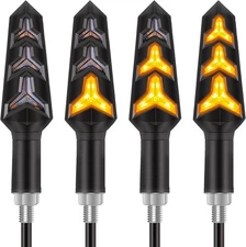 Kinstecks 4PCS Motorcycle Turning Indicators Flowing Turn Signal Lights Black 