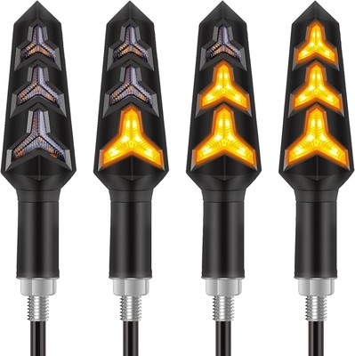 #ad Kinstecks 4PCS Motorcycle Turning Indicators Flowing Turn Signal Lights Black $28.45