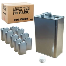 10 Pack - 1 Gallon F-Style Metal Can with Tamper-Evident Screw Cap – Secure Seal