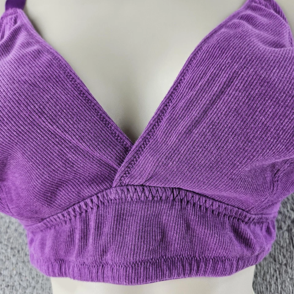 Cacique 睡眠文胸女式 44C 紫色无钢丝罗纹文胸可调节肩带 — 第 4/4 张图片