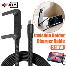 Invisible Holder Charger Cable240W Fast Charging Cord with Phone Stand 2in1 1.5M