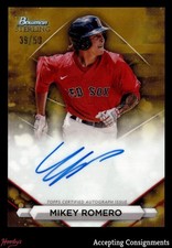 2023 Bowman Sterling Prospect Autographs Gold Refractors Mikey Romero AUTO 39/50