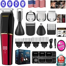 Electric Beard Trimmer with Precision Heads - 6-in-1 Complete Grooming Set