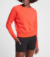 ATHLETA WOMEN'S RACING RED LONG SLEEVE SUNDOWN PUCKERED SWEATSHIRT TOP Sz M