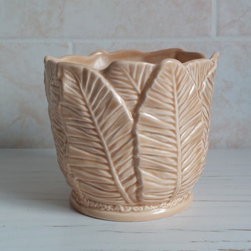 Sylvac Palm Leaf Planter Plant Pot 3722 Beige Ceramic H 12.5cm England FLAWS