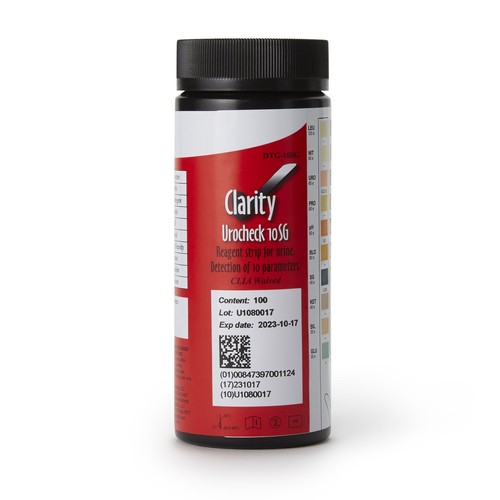 Clarity Urocheck 10SG Urine Reagent Strips, Clarity Diagnostics DTG-10SG, 100