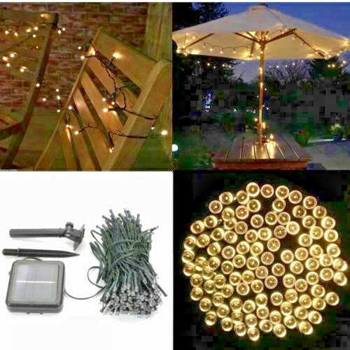39ft 100 Led Solar Ed Outdoor String Lights Bright White Led Solar Ed Outdoor String Lights