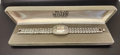 Nolan Miller Glamour Collection Gold Tone Clear Crystal Watch in Box