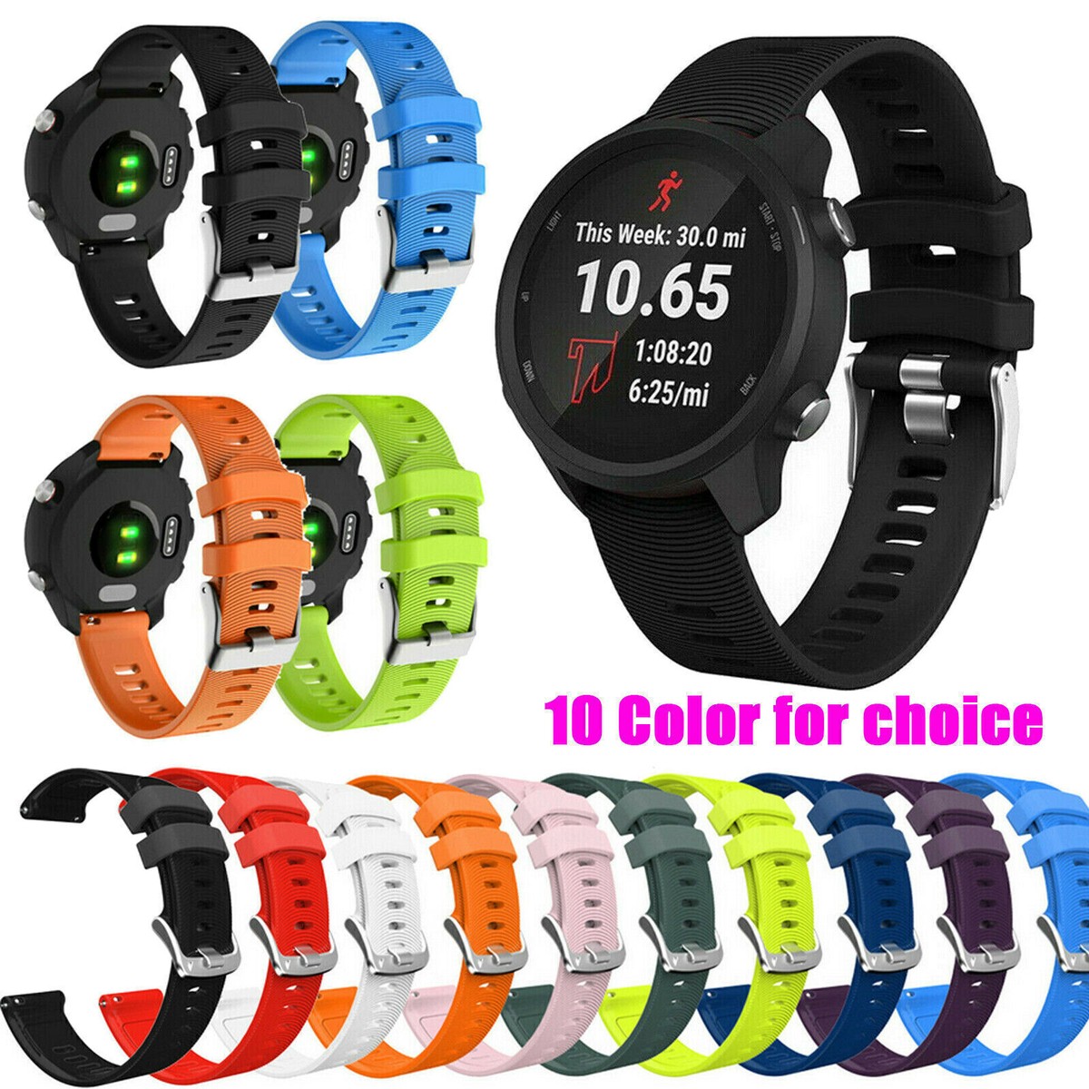 Silicone Watch Band Strap Fit for Garmin Forerunner 245M 245 645 645  MUSIC