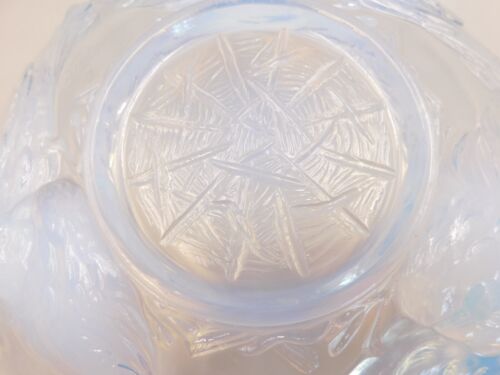 FRENCH ART DECO EZAN OPALESCENT 9 3/4", 25cm GLASS BOWL DEPICTING NESTING BIRDS - Picture 6 of 6