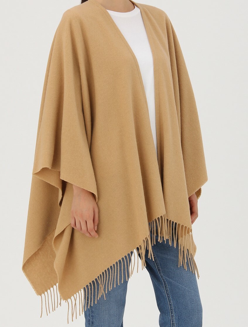 MUJI Camel Yak Wool Large Multi-CAPE Stole Scarf Shawl Muffler
