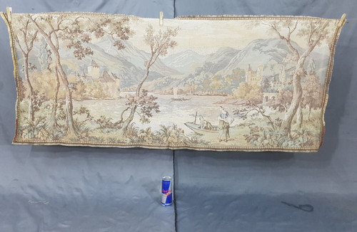 Vintage French Beautiful River View Scene Wall Hanging Tapestry 162x71 cm