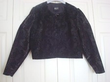 ~ C&a ~ Sparkle Velvet Paisley L/s Crop Waist Length Bolero Jkt Black Silver 18