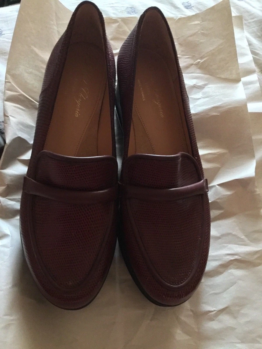 NEW Robert Clergerie France Maroon Platform Loafers 40.5
