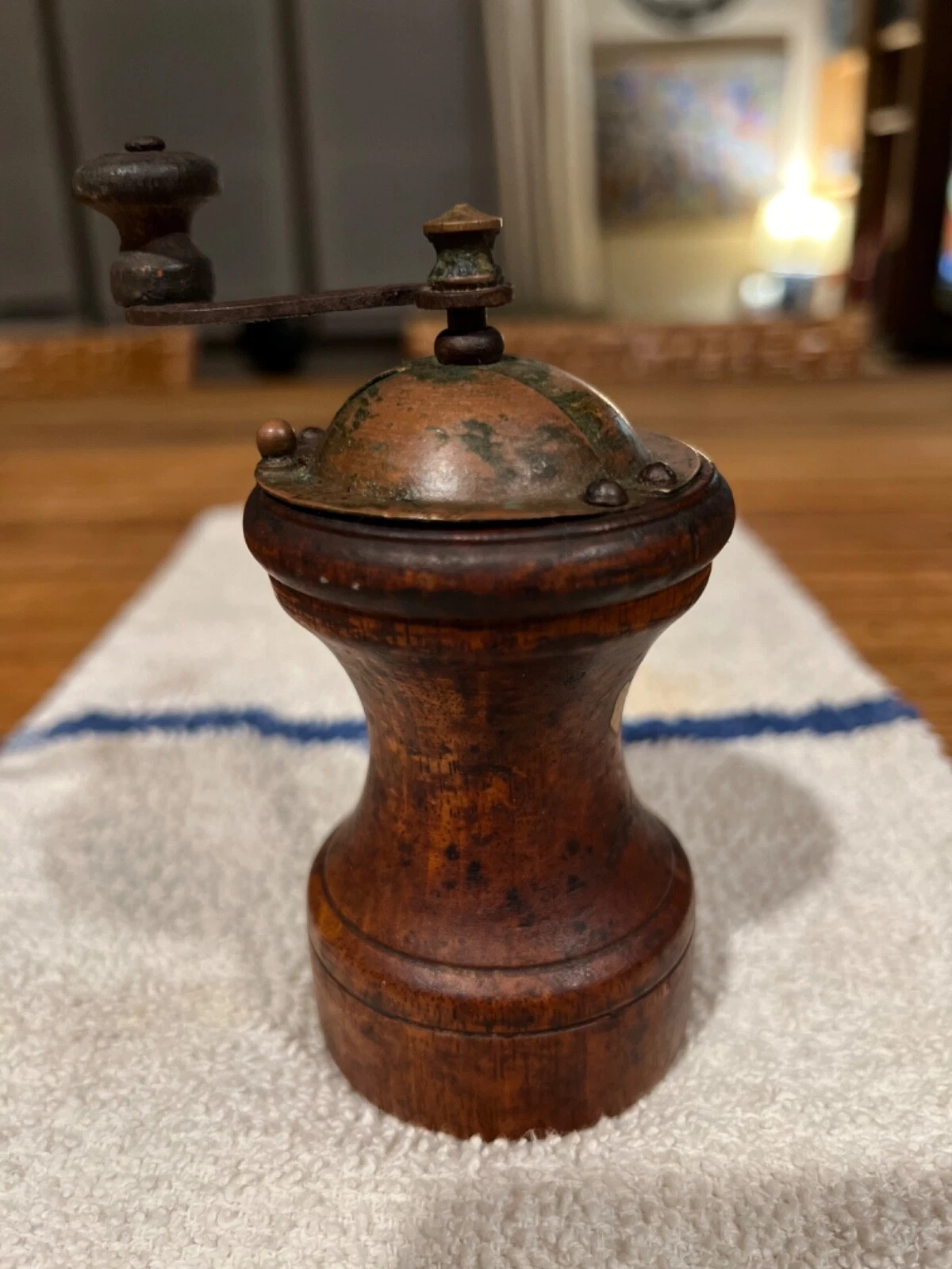Antique Rare Treen Fruitwood Pepper/Spice Mill, 19th Century, French Circa 1840