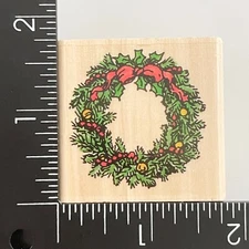 Uptown Holly Pond Hill Christmas Wreath D13225 Rubber Stamp