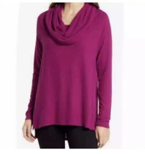 New Gibson Women’s convertible neckline cozy tunic sweater Rose Purple Plus 2x