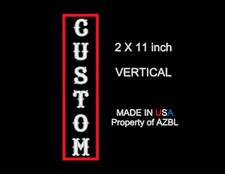 Custom Embroidered Patch Vertical Name 11" Motorcycle Biker MC Badge Iron On
