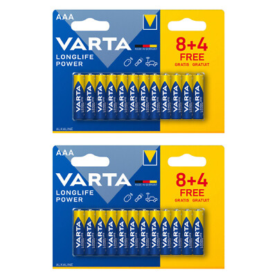 24x AAA Batterien Varta Longlife Power Alkaline 1,5V Spielzeuge Taschenlampen