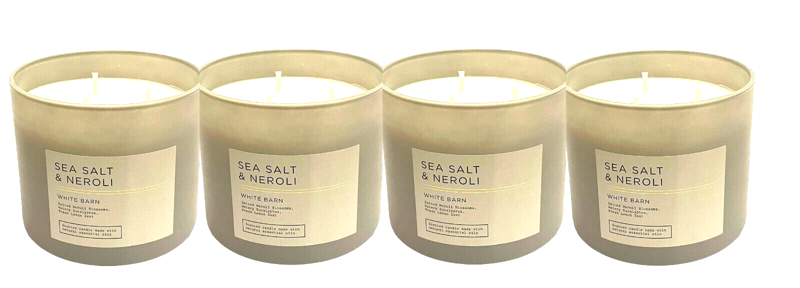 4 BATH & BODY WORKS WHITE BARN 3WICK SCENTED CANDLE SEA SALT & NEROLI