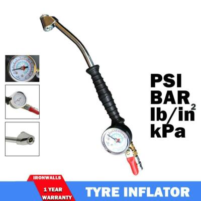220PSI Car Tyre Inflator W/ Air Pressure Gauge For Compressor BAR Air Line Tool
