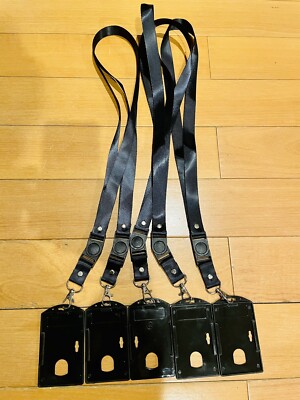 Lot of 5 Wide Lanyard Strap Detachable Clip Plastic Card Holder ID Badge Bundle