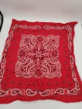 Vintage All Cotton RED Fast Color Bandana Biker Scarf facemask covering RN 13962