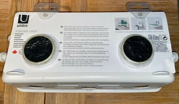 Cubo de ducha Umbra Flex con tecnología Gel-Lock ventosas blanco Foto 4 de 4