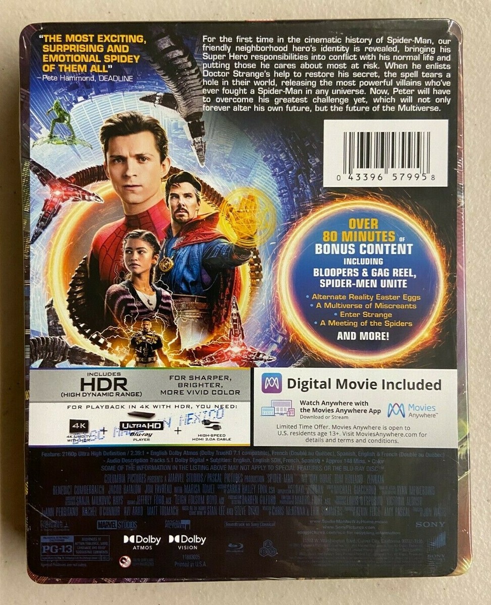 スパイダーマン Spider-Man : No Way Home  Blu-ray 4K Ultra HD Steelbook Amazon.com: Spider-Man: No Way Home (Limited Edition