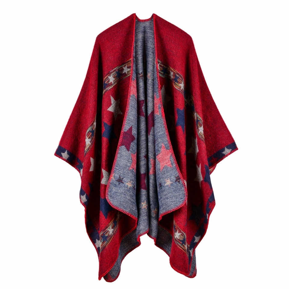 Womens Trendy Cashmere Like Poncho Blanket Wrap Shawl Jumper Tippet