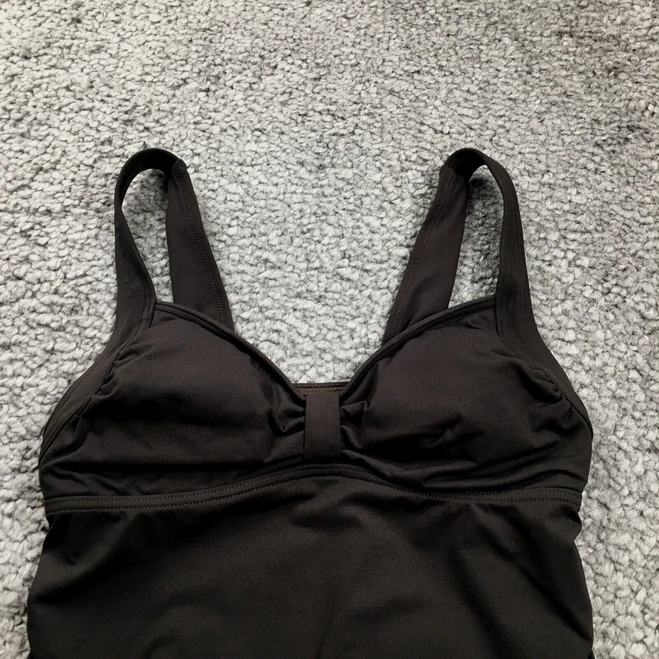 Blusa de natação Land's End feminina regata tamanho 8 preta com babado lateral franzida alça larga nova sem etiquetas - Imagem 2 de 4