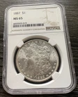 1887-P Morgan Silver Dollar NGC MS65