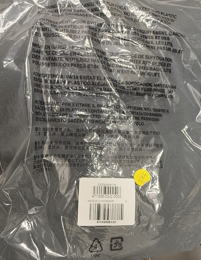 Yeezy GAP Engineered by Balenciaga Dove Long Sleeve Tee Size M