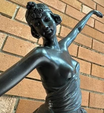 Vintage Moreau Bronze Deco Woman Dancer Sculpture Modern Art